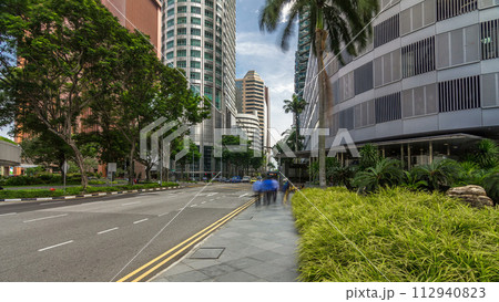 Downtown skyscrapers office buildings of modern megalopolis timelapse hyperlapse 112940823