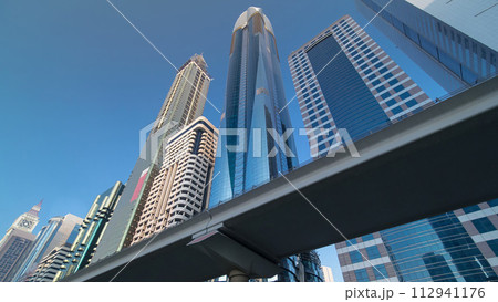 Skyscrapers at the Sheikh Zayed Road in Dubai timelapse hyperlapse 112941176