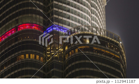 The observation deck of the highest building in the world - Burj Khalifa at twilight. United Arab Emirates timelapse 112941187