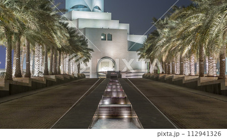 Beautiful Museum of Islamic Art night timelapse in Doha, Qatar. Beautiful Museum of Islamic Art night timelapse in Doha, Qatar. 112941326