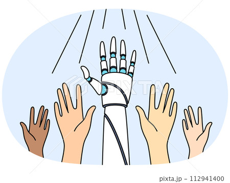 People and robot hands People and robot hands 112941400