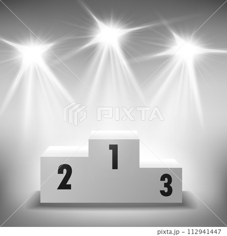 Winners podium with lights shining, Vector Illustration Winners podium with lights shining, Vector Illustration 112941447