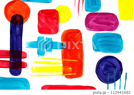 Acrylic And Watercolour  Paint Splatters Square Shapes and spots for Vibrant Background 112941682