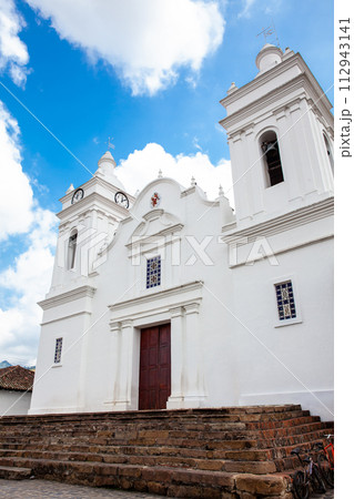 Cathedral of Saint Michael the Archangel located at the central square of the Heritage Town of Guaduas in Colombia 112943141
