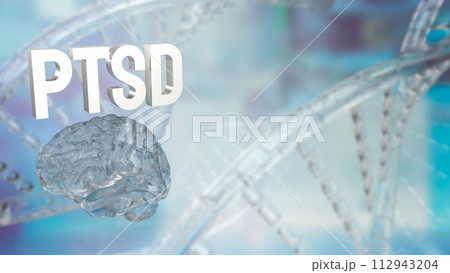The Brain and ptsd text for health or sci concept 3d rendering. 112943204