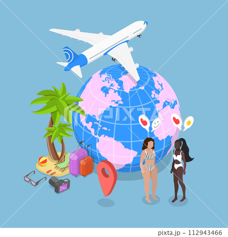 3D Isometric Flat Vector Illustration of Adventure Time, Around the World Travelling 112943466