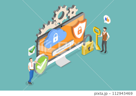 3D Isometric Flat Vector Illustration of Data Security, User Account Privacy 112943469