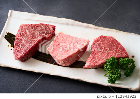 国産黒毛和牛 三種類の部位 ランプ トモ三角 シンシン 国産黒毛和牛 三種類の部位 ランプ トモ三角 シンシン 112943922