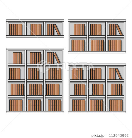 white wooden shelf bookcase storage with books home furniture vector flat illustration white wooden shelf bookcase storage with books home furniture vector flat illustration 112943992