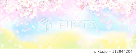 桜と菜の花畑　春の空 112944204