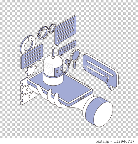 AI人工知能と会話するイメージイラスト 112946717