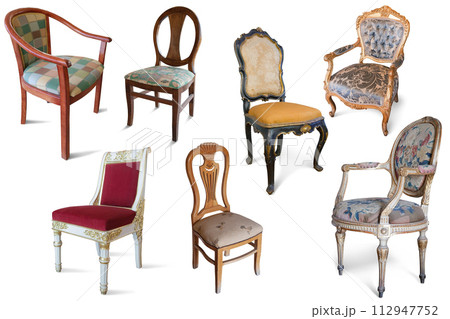 Set of chairs isolated on white background Set of chairs isolated on white background 112947752
