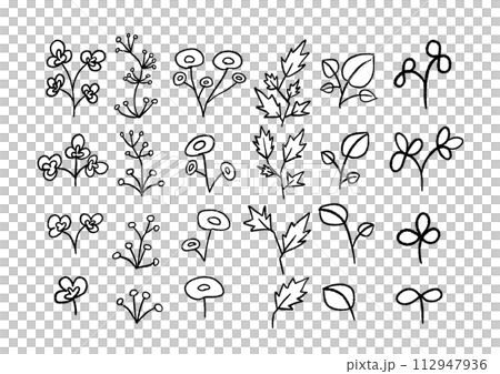 手書き風かわいい植物のゆるいイラスト 手書き風かわいい植物のゆるいイラスト 112947936