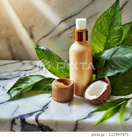 自然光の中にあるオーガニック化粧品のイメージ 自然光の中にあるオーガニック化粧品のイメージ 112947975