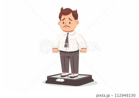 体重を測る男性 体重を測る男性 112948130