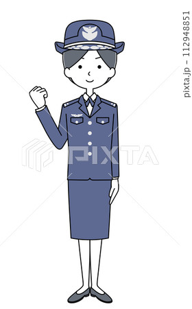 ガッツポーズ　航空自衛隊（冬制服）のイラスト 112948851