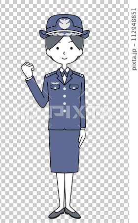 ガッツポーズ　航空自衛隊（冬制服）のイラスト 112948851