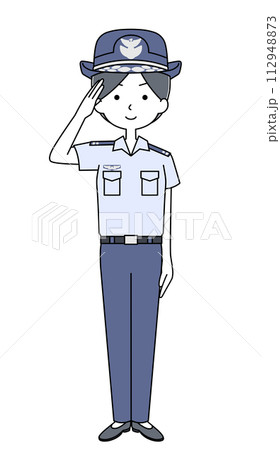 敬礼　航空自衛隊（夏制服・半袖）のイラスト 112948873
