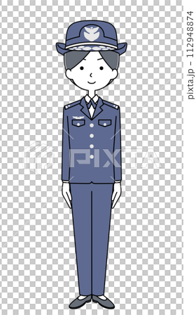 きをつけ　航空自衛隊（冬制服）のイラスト 112948874