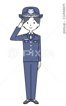敬礼　航空自衛隊（冬制服）のイラスト 112948875