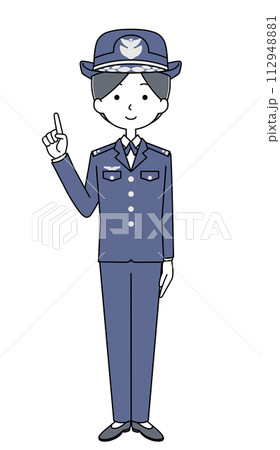 指差し　航空自衛隊（冬制服）のイラスト 112948881