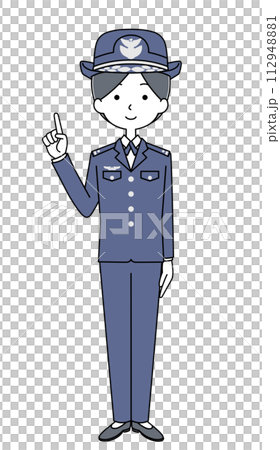 指差し　航空自衛隊（冬制服）のイラスト 112948881