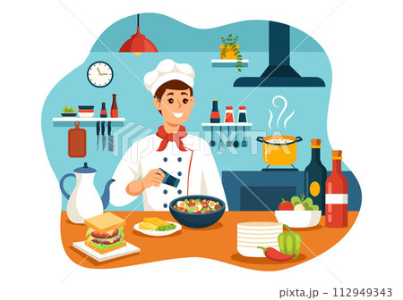 French Cuisine Restaurant Vector Illustration with Various Traditional or National Food Dish of France on Flat Style Cartoon Background 112949343
