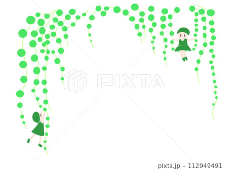 グリーンネックレスの背景素材のイラスト 112949491
