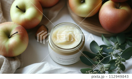 cosmetics apple ingredients top viewのイラスト素材 [112949843] - PIXTA