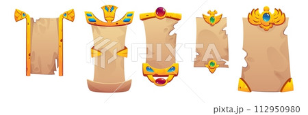 Ancient Egyptian game frame ui papyrus element 112950980