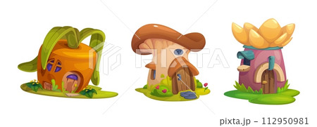 Mushroom house for cute fantasy fairy tale cartoon 112950981