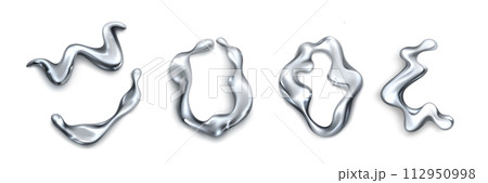 Abstract fluid 3d metal shape for y2k design. 112950998