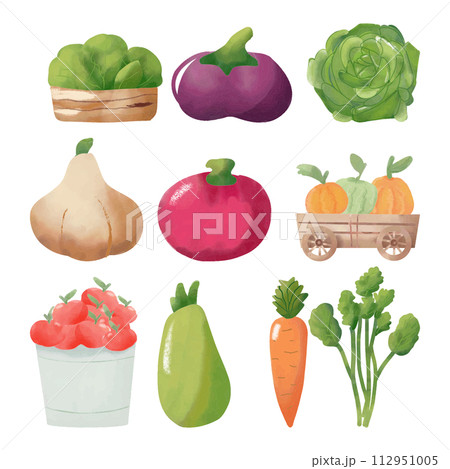 Set of hand drawn vegetables on a white background. Vector illustration. Set of hand drawn vegetables on a white background. Vector illustration. 112951005