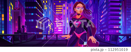 Superwoman on modern city background 112951019