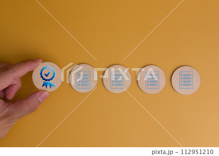 Business technology marketing question certificate feedback management, check satisfaction post research online service, questionnaire survey evaluation concept. Business technology marketing question certificate feedback management, check satisfaction post research online service, questionnaire survey evaluation concept. 112951210