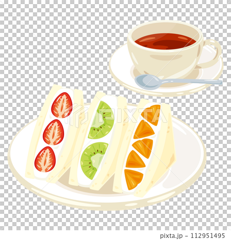 水果三明治和茶具 112951495