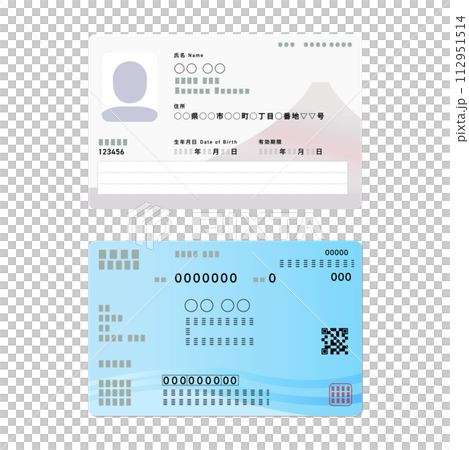 新しいマイナンバーカードと健康保険証のイラスト 112951514