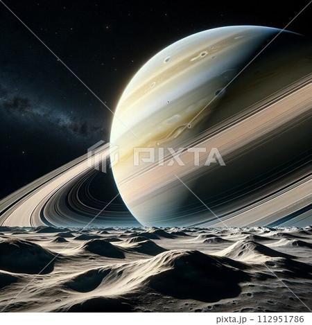 土星の衛星から見た土星の様子 土星の衛星から見た土星の様子 112951786