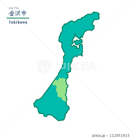 石川県の市町村の地図　金沢市 112951915