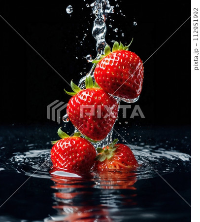 水に浮かぶイチゴ 112951992