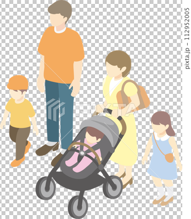 等距休閒旅行家庭家庭人男人女人小孩嬰兒插畫 112952005