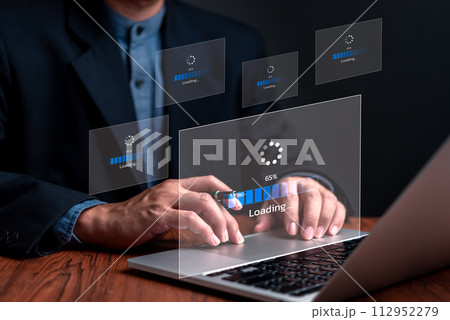 loading progress bar internet online network process information digital technology virtual screen web laptop computer loading progress bar internet online network process information digital technology virtual screen web laptop computer 112952279