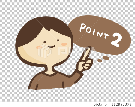 Cute speech bubble POINT character and pointing man / hand-drawn character illustration Cute speech bubble POINT character and pointing man / hand-drawn character illustration 112952373