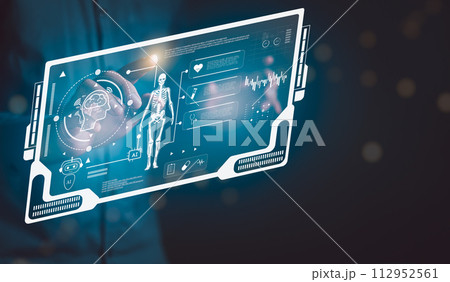 Health care medicine with AI artificial intelligence chatting with digital robots Diagnosis with modern technology research information innovation virtual hologram concept 112952561
