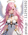 天使　女の子　ピンク髪 112952692