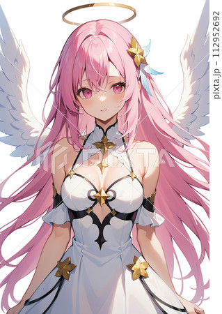天使　女の子　ピンク髪 112952692