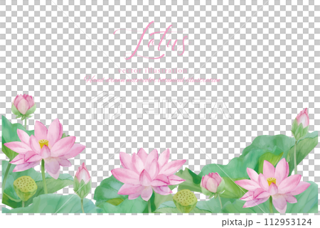 水彩手繪荷花裝飾葉背景素材 112953124