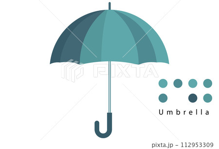 Solid color flat illustration of a Umbrella, Vector umbrella icon. Solid color flat illustration of a Umbrella, Vector umbrella icon. 112953309