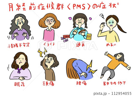 月経前症候群　女性　症状別　PMS 112954055