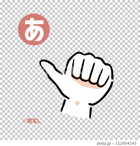 Mirror copy of sign language finger letter “a” 112954143